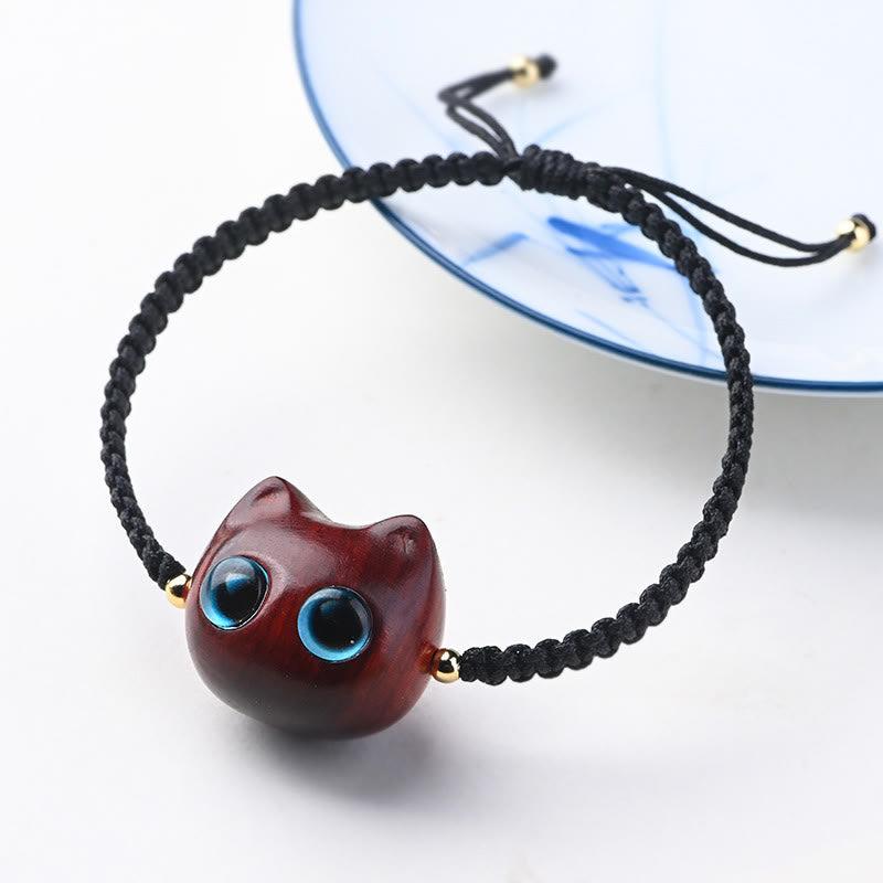 Unisex-Armband mit kleinem Blatt aus rotem Sandelholz und Ebenholz, beruhigender Schutz