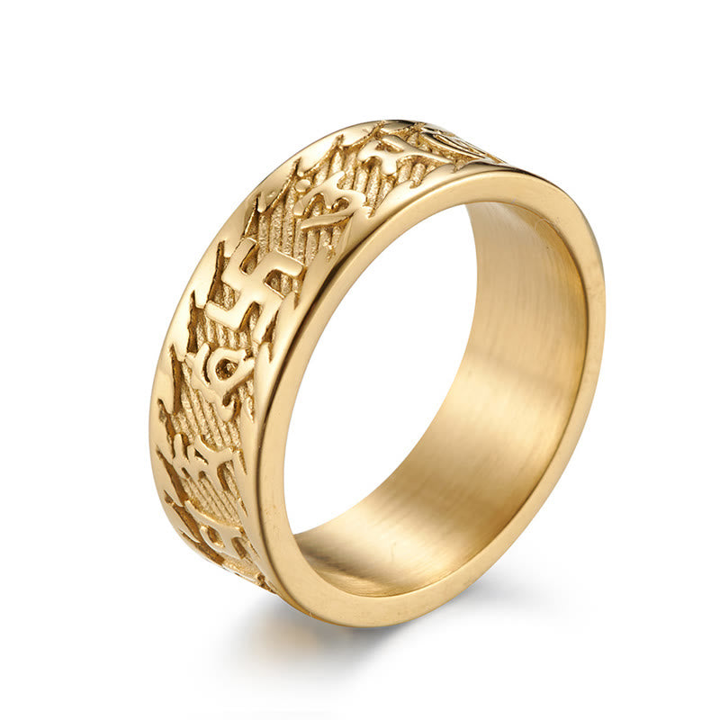 Unisex Titanstahl Om Mani Padme Hum Ring - Sechs wahre Worte Symbolik