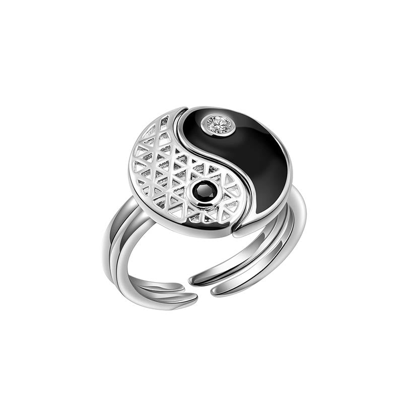 Unisex Titan Stahl Yin Yang Balance Paar Ring