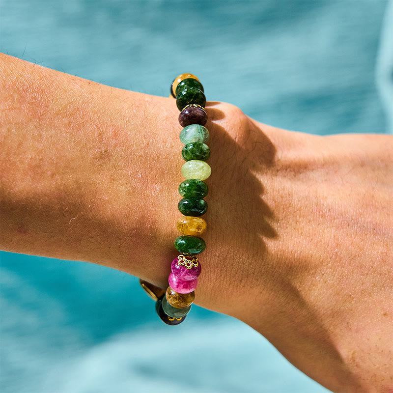 Unisex-Turmalin-Jade-Armband „Safe & Well Love“, 14–16 cm