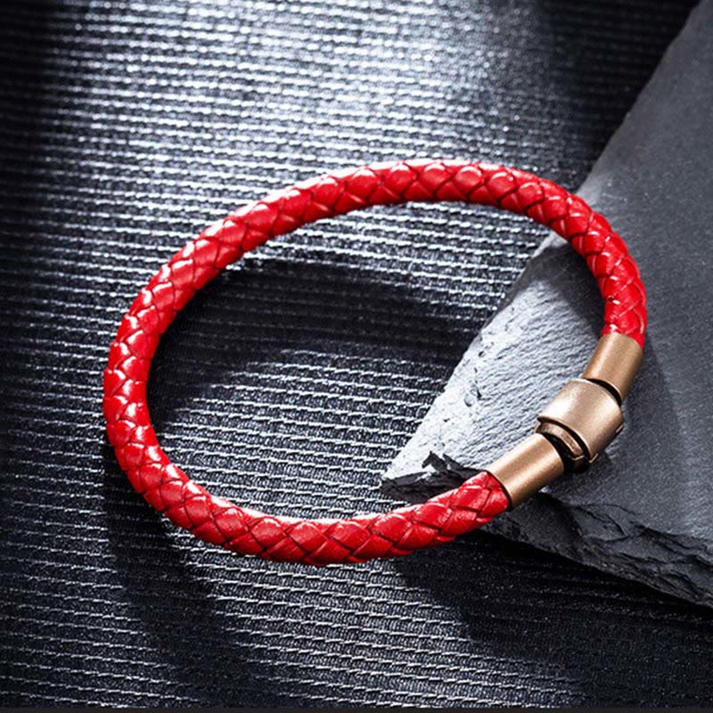 Unisex Vintage Rote Schnur Glücksarmband 4-5mm Lederseil