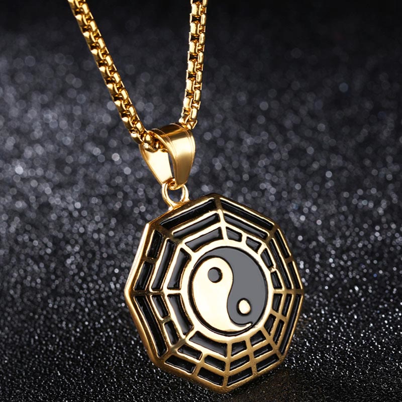 Unisex Yin Yang Bagua Titan Stahl Halskette Anhänger