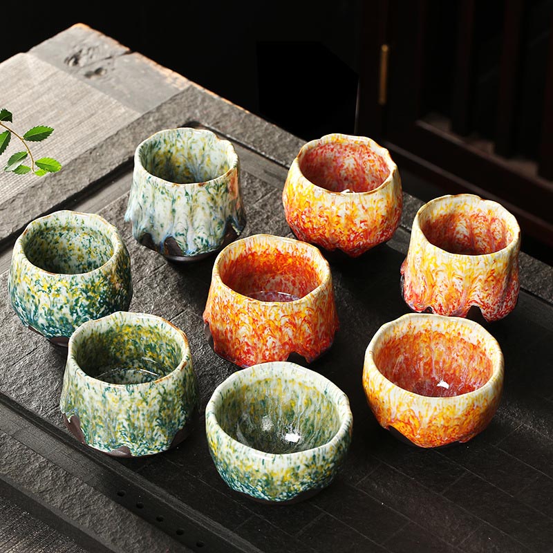 Lebendige Zen-Teetasse aus Keramik, 130 ml | Orangerot oder Grüngelb