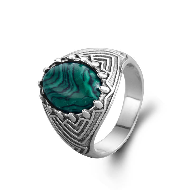Vintage 18mm Sterling Silber Malachit Ring für Ruhe