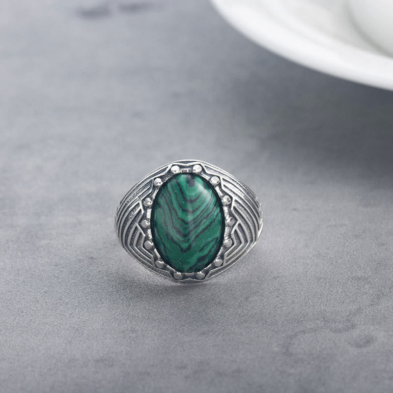 Vintage 18mm Sterling Silber Malachit Ring für Ruhe