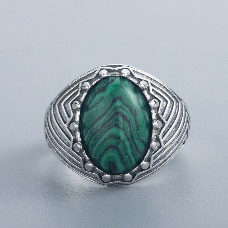 Vintage 18mm Sterling Silber Malachit Ring für Ruhe