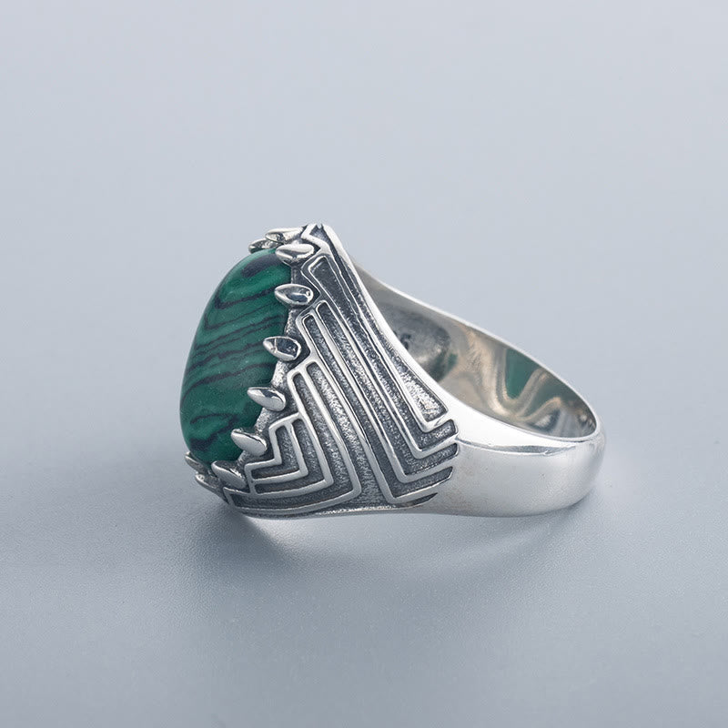 Vintage 18mm Sterling Silber Malachit Ring für Ruhe