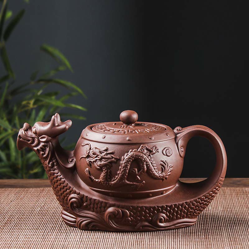 Vintage Drachen Lila Ton Keramik Teekanne für Zen Dekor