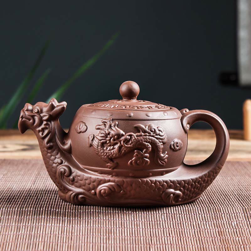 Vintage Drachen Lila Ton Keramik Teekanne für Zen Dekor