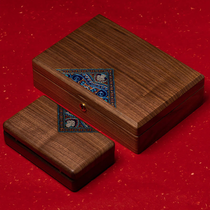 Vintage Handgemachte Aufbewahrungsbox für Schmuck aus schwarzem Walnussholz