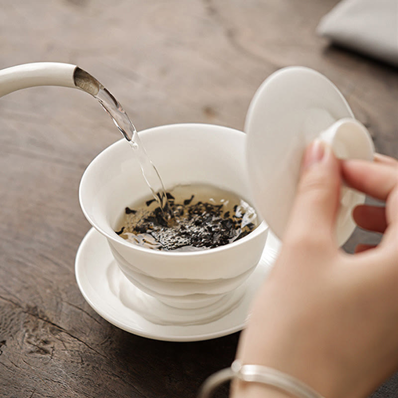 Vintage Tuschmalerei Porzellan Gaiwan Teetassen Set für Meditation