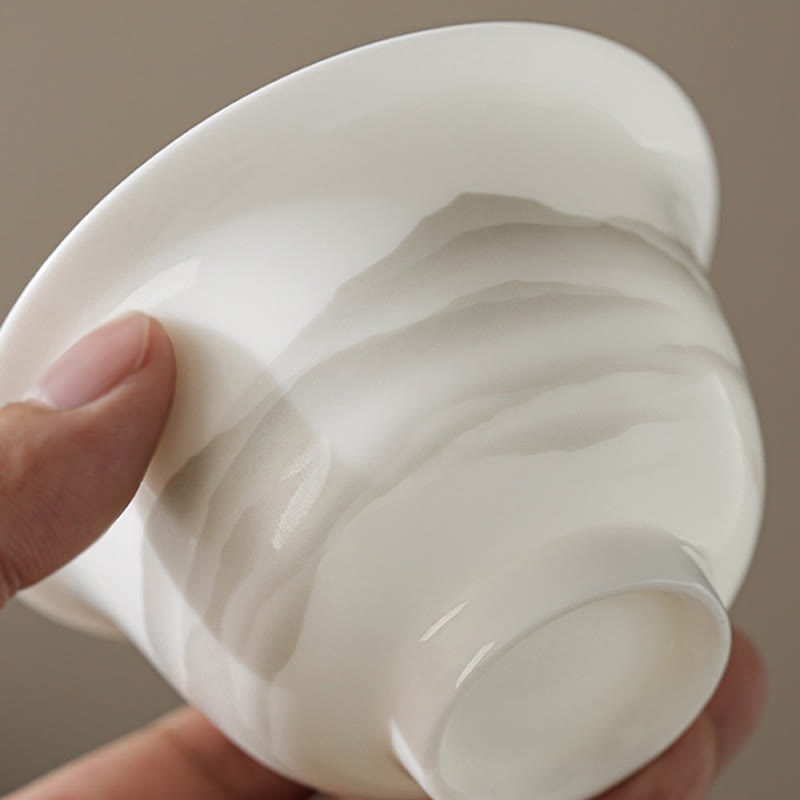 Vintage Tuschmalerei Porzellan Gaiwan Teetassen Set für Meditation