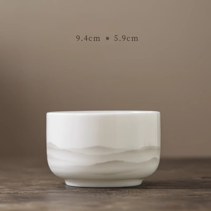 Vintage Tuschmalerei Porzellan Gaiwan Teetassen Set für Meditation