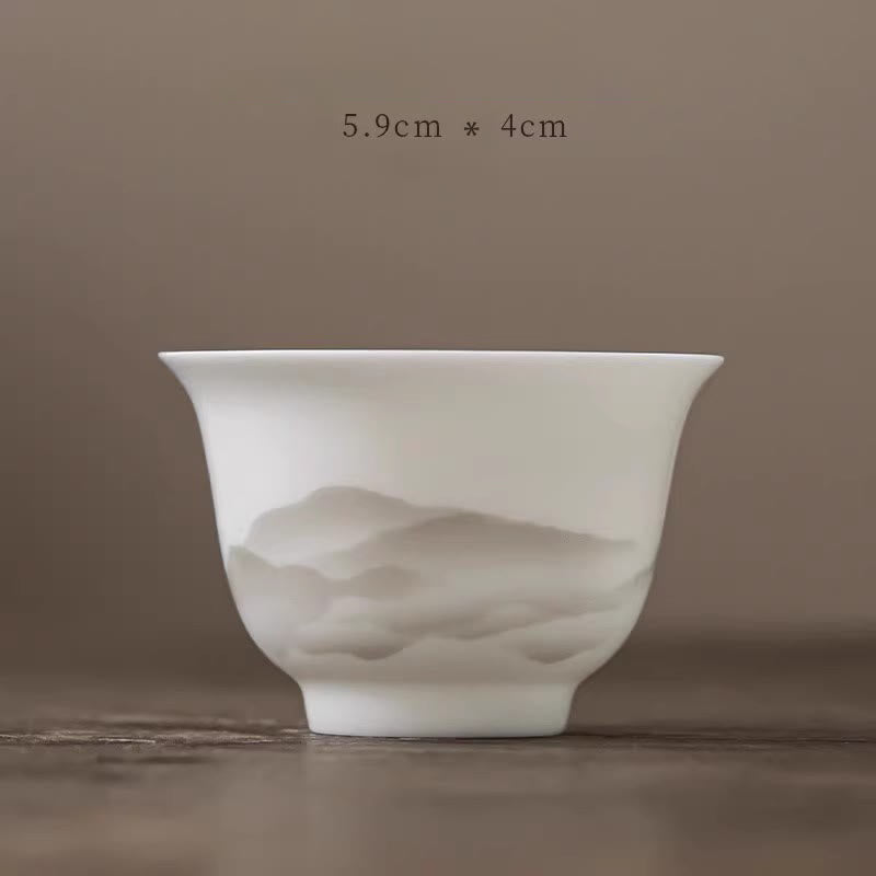 Vintage Tuschmalerei Porzellan Gaiwan Teetassen Set für Meditation