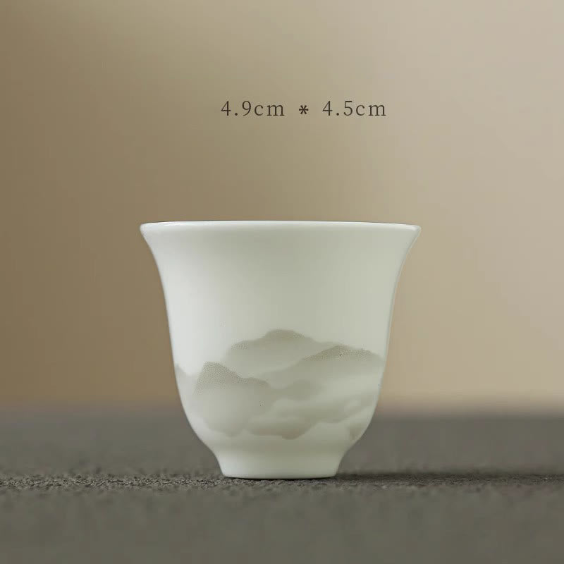 Vintage Tuschmalerei Porzellan Gaiwan Teetassen Set für Meditation