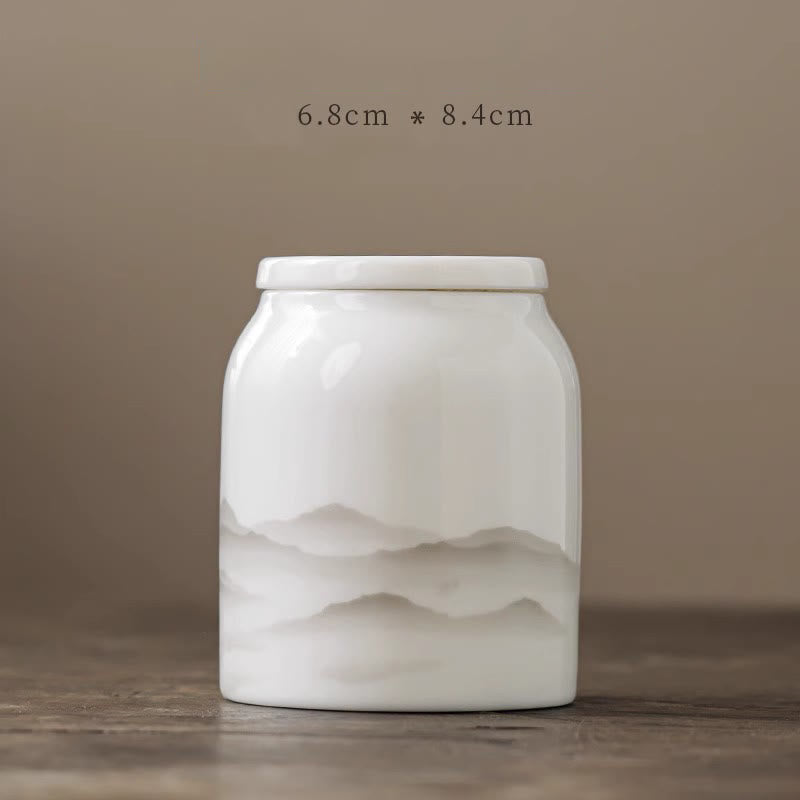 Vintage Tuschmalerei Porzellan Gaiwan Teetassen Set für Meditation