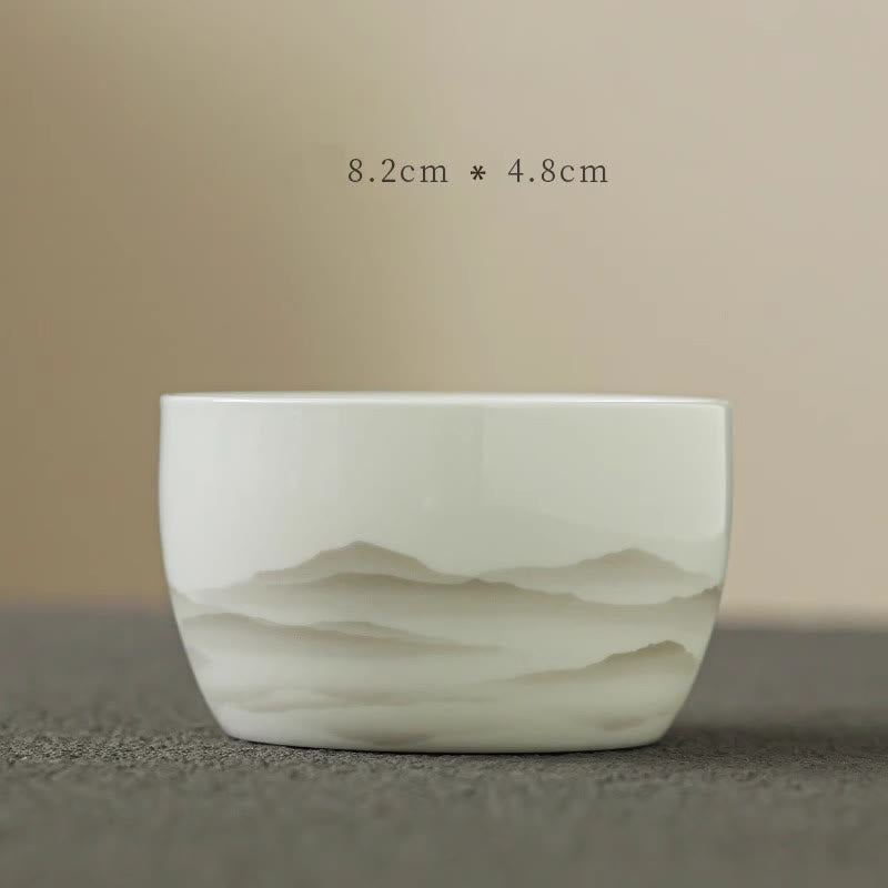 Vintage Tuschmalerei Porzellan Gaiwan Teetassen Set für Meditation