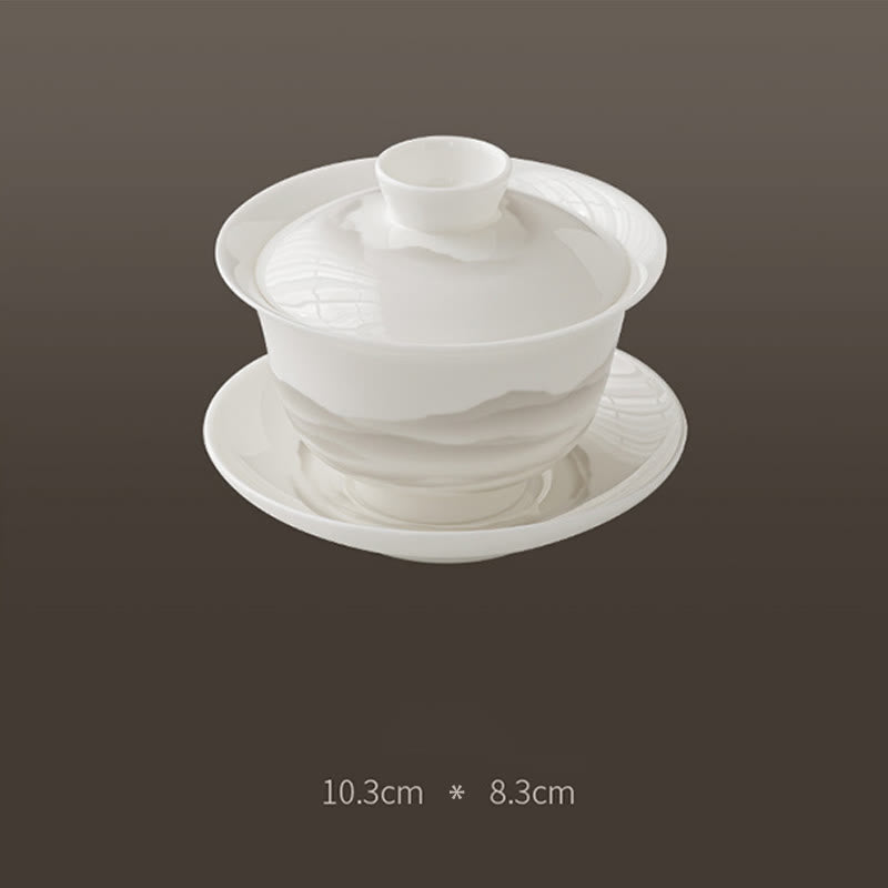 Vintage Tuschmalerei Porzellan Gaiwan Teetassen Set für Meditation