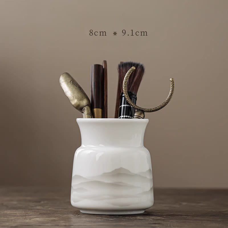 Vintage Tuschmalerei Porzellan Gaiwan Teetassen Set für Meditation