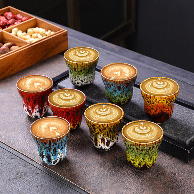 Vintage Kiln Change Keramik-Kaffeetasse, 150 ml, Zen-Dekor