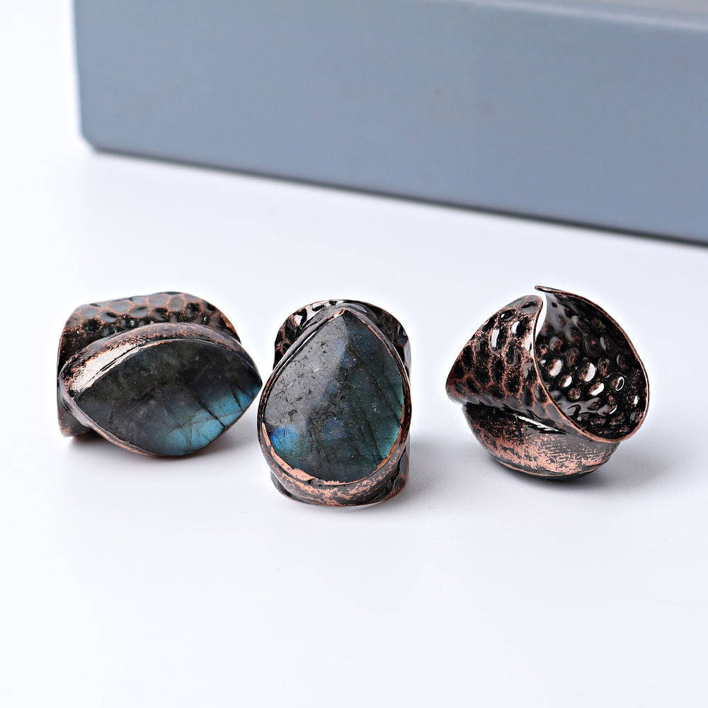 Vintage Labradorite Crystal Ring 1.1 Inch Statement Band