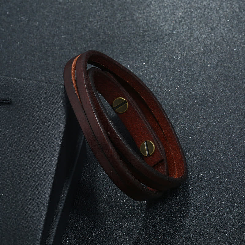 Vintage Mehrschichtiges Lederarmband mit starker Schnalle