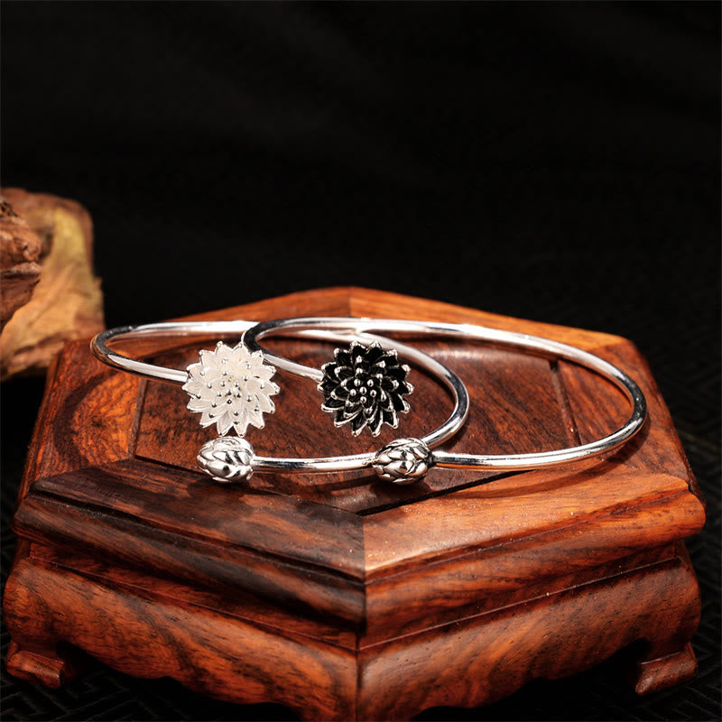 Lotusarmband aus weißem Kupfer | Erleuchtungsarmreif