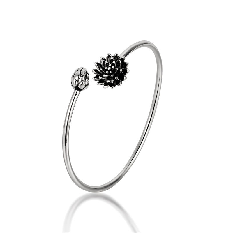 Lotusarmband aus weißem Kupfer | Erleuchtungsarmreif