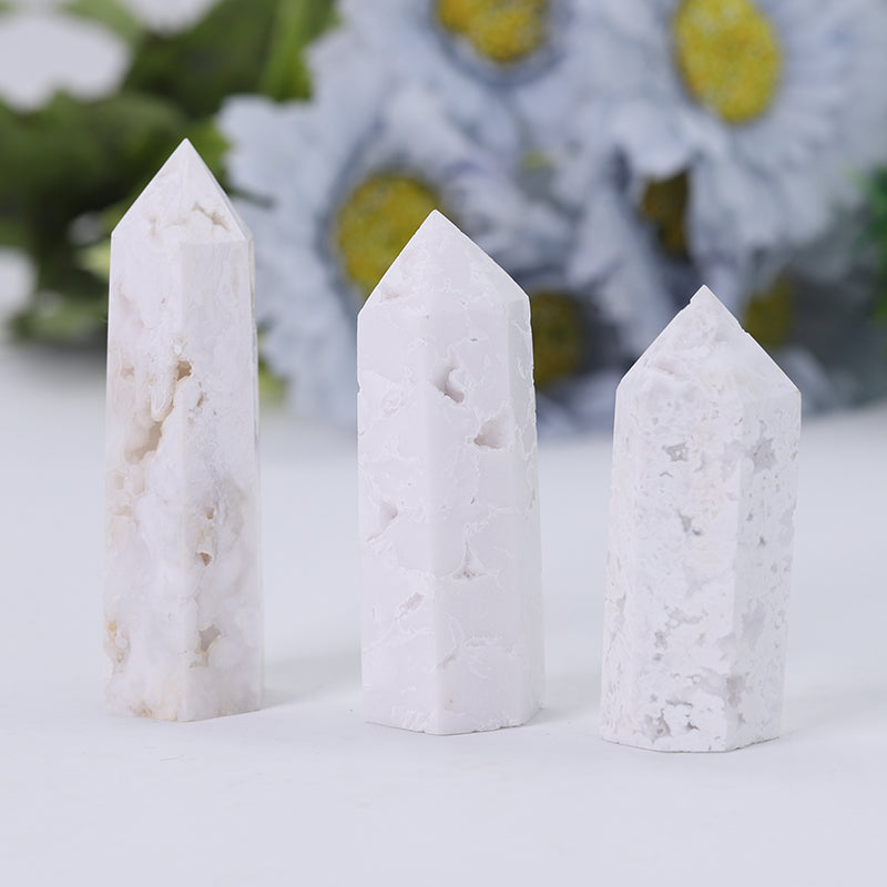Weißer Druzy-Kristallturm, 2,5–4,5 Zoll, Heilpunkt