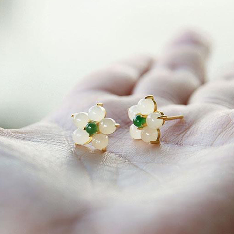 Weiße Jade Glückssegen Ohrstecker zum Schutz