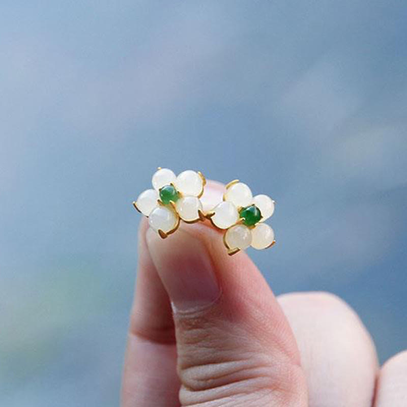 Weiße Jade Glückssegen Ohrstecker zum Schutz