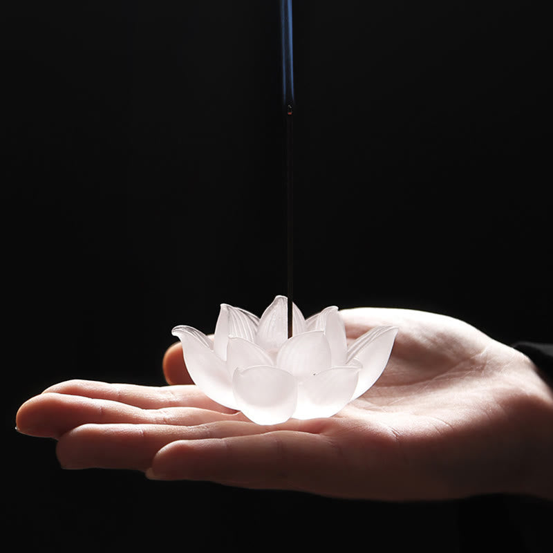 Weißer Lotus Liuli Kristall-Räuchergefäß zur Meditation