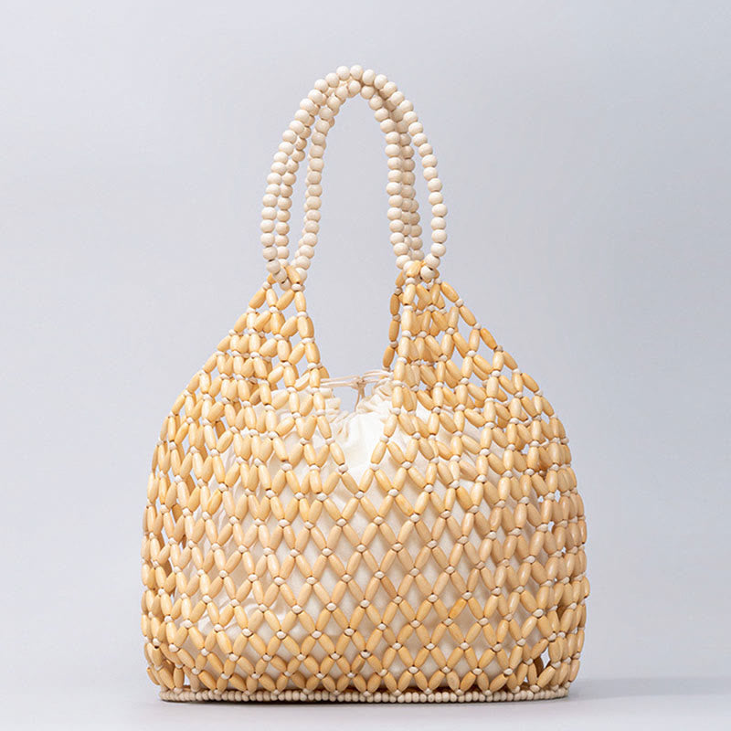 Umhängetasche aus Holzperlen | Umweltfreundliche Yoga-Tasche 27 cm