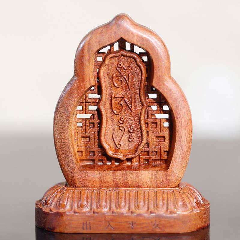 Buddha-Statue aus Holz, 7 x 7,5 cm, Serenity Guru Rinpoche-Figur