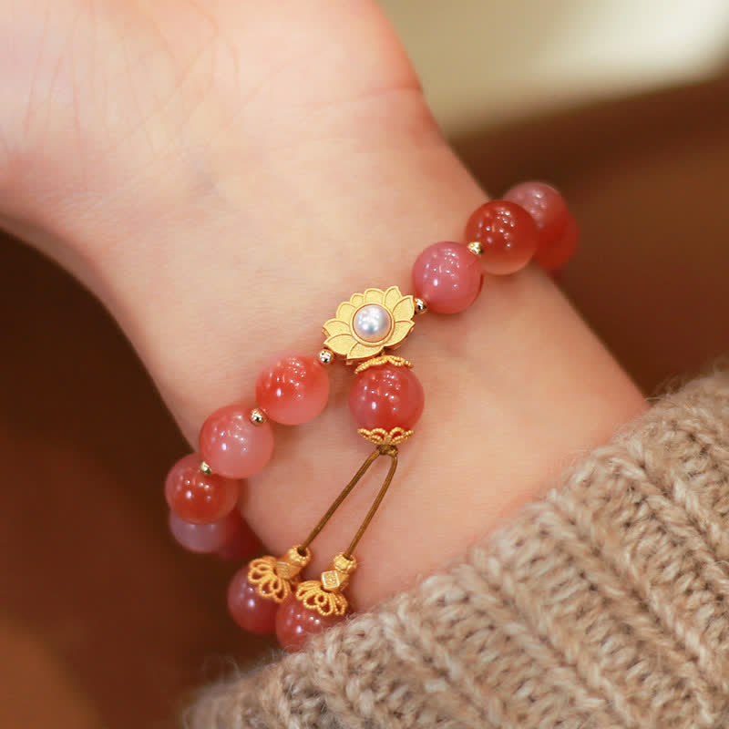 Yanyuan Achat Lotusblume Erleuchtungsarmband