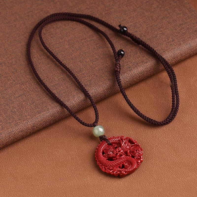 Jahr des Drachen Zinnober Hetian Jade Halskette Anhänger
