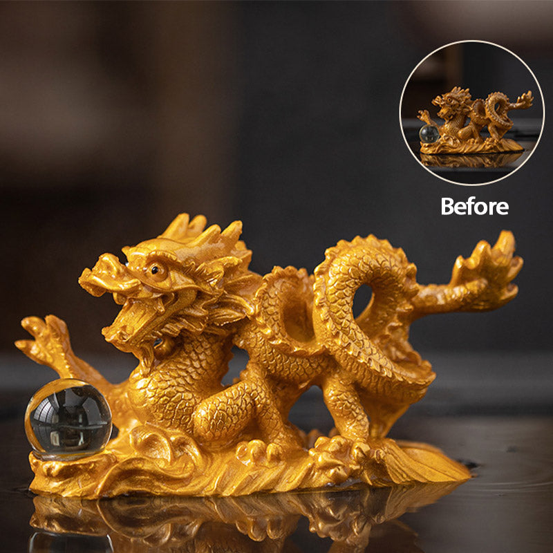 Teehaustierfigur aus Kunstharz mit Farbwechsel zum Jahr des Drachen