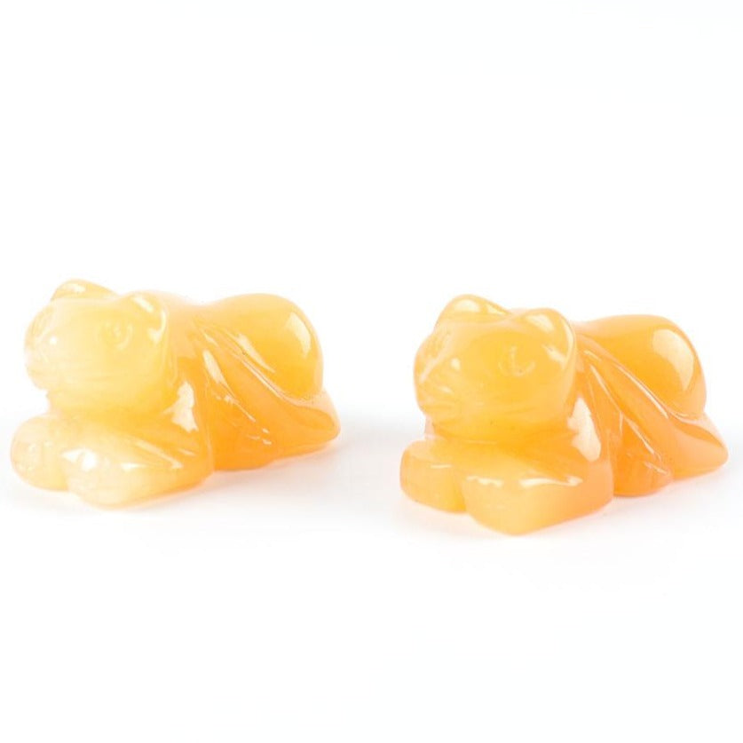 Gelbe Jade Kristall Katze Schnitzerei 1,5 Zoll Figur