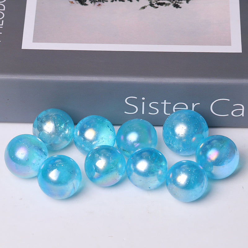 0.25kg Aura Blue Angel Crystal Sphere 15mm Healing Stone