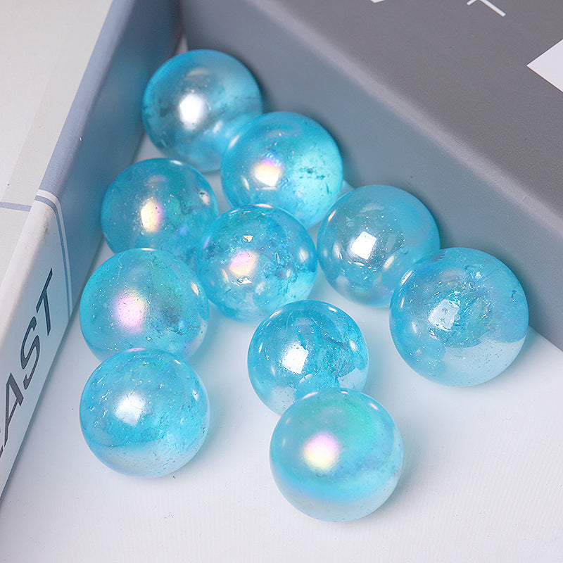 0.25kg Aura Blue Angel Crystal Sphere 15mm Healing Stone