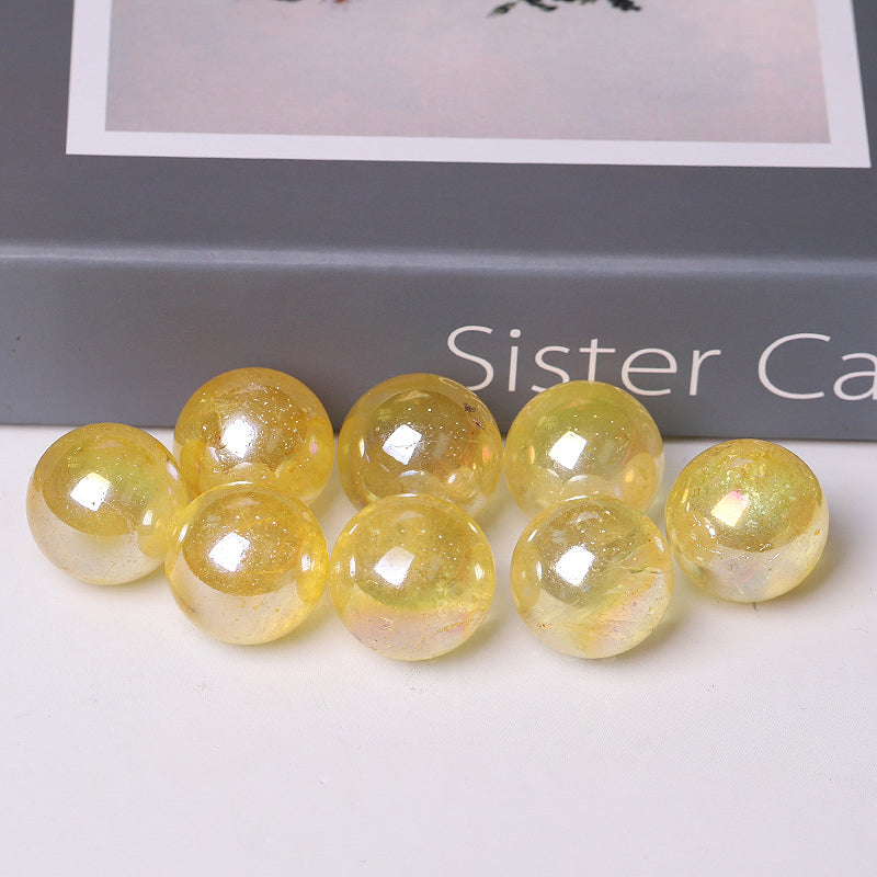 0.25kg Aura Yellow Angel Crystal Sphere 20mm