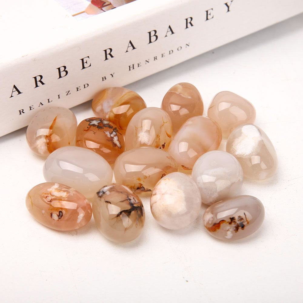 0.25kg Flower Agate Tumbled Stones 2.5-3.5cm Polished