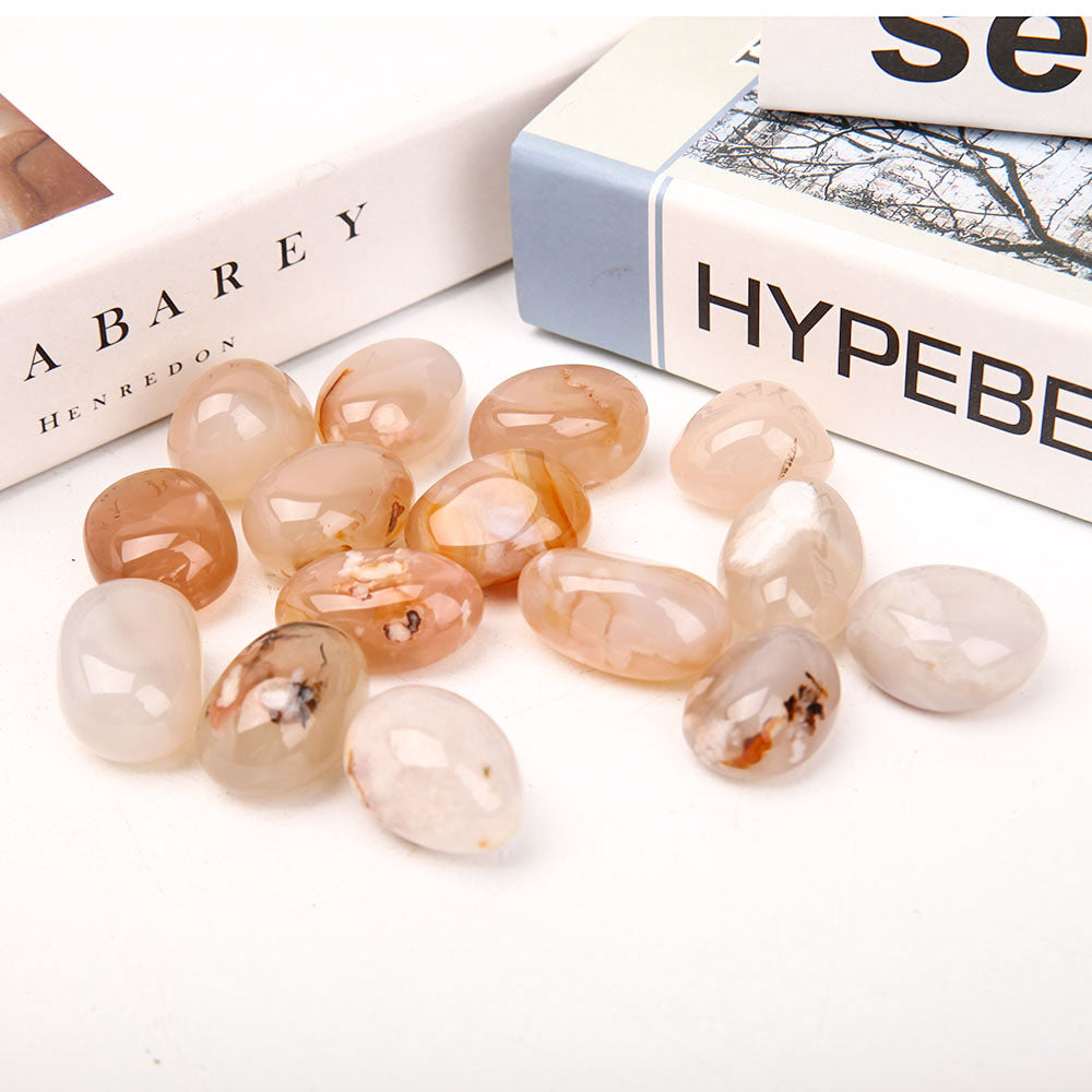 0.25kg Flower Agate Tumbled Stones 2.5-3.5cm Polished