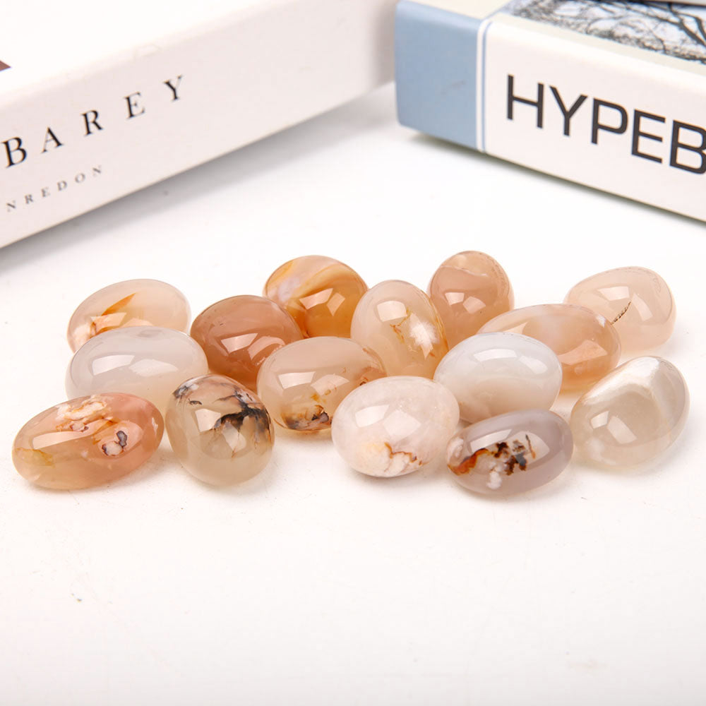 0.25kg Flower Agate Tumbled Stones 2.5-3.5cm Polished