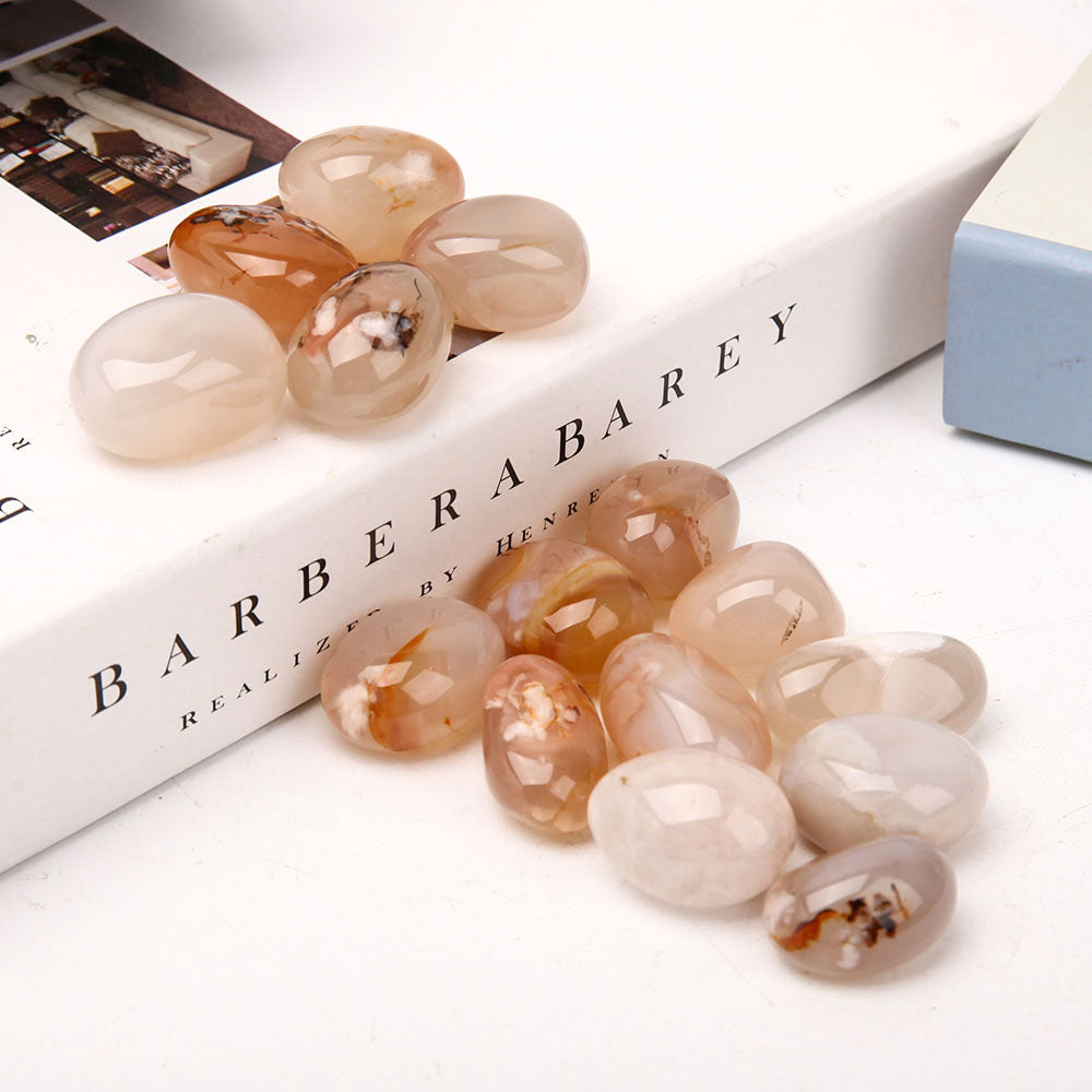 0.25kg Flower Agate Tumbled Stones 2.5-3.5cm Polished