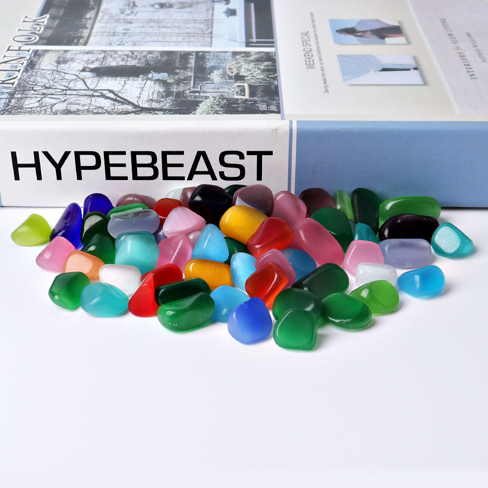 0.5kg Mixed Colorful Cat's Eye Crystal Tumbled Stones Collection