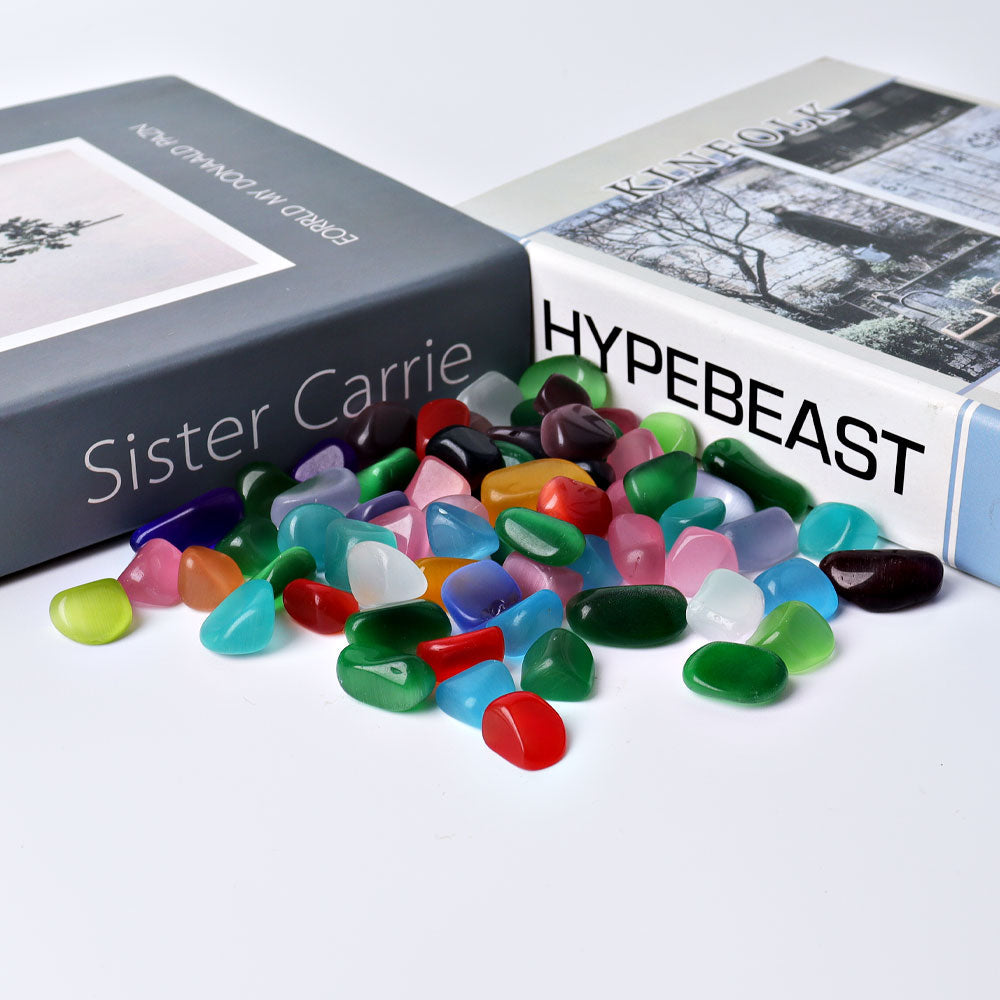 0.5kg Mixed Colorful Cat's Eye Crystal Tumbled Stones Collection