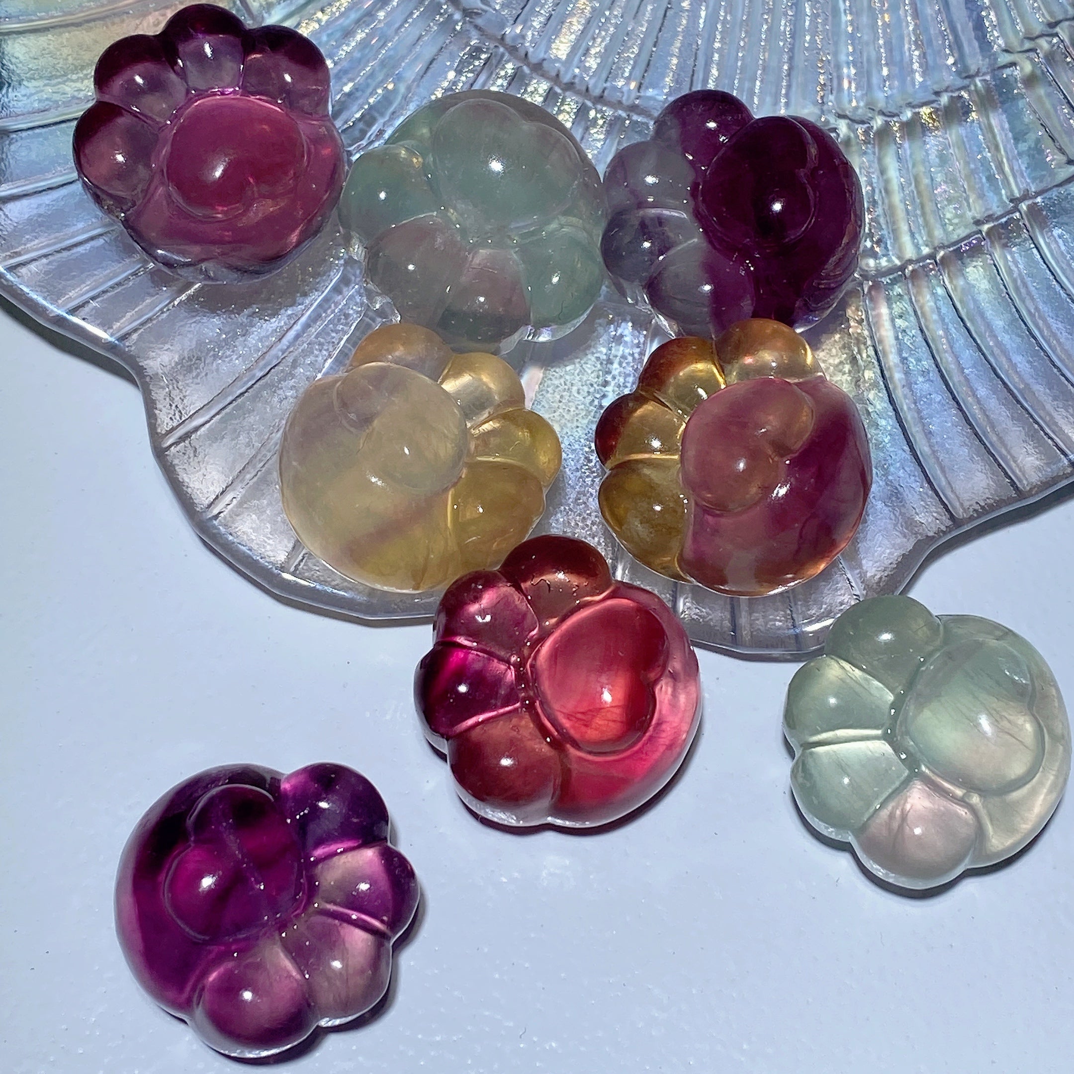 0.9 inch Mixed Fluorite Cat Paw Crystal Carving Healing Energy