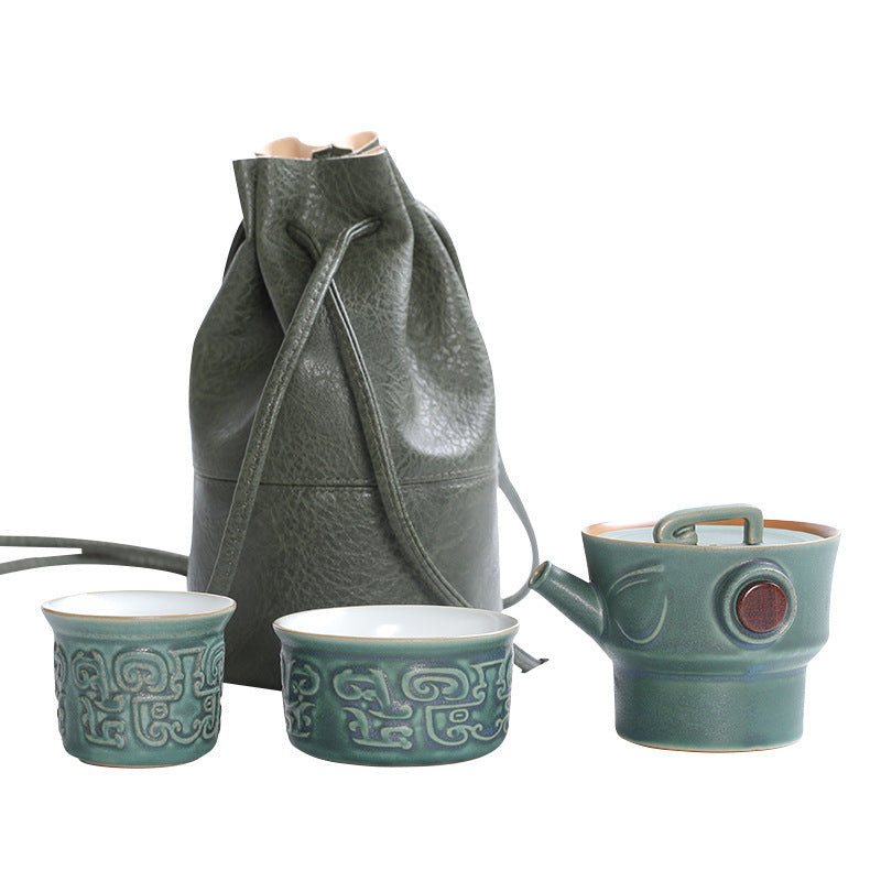 Sanxingdui Chinesisches Teetassen-Set aus Keramik | Kung-Fu-Tee-Geschenk