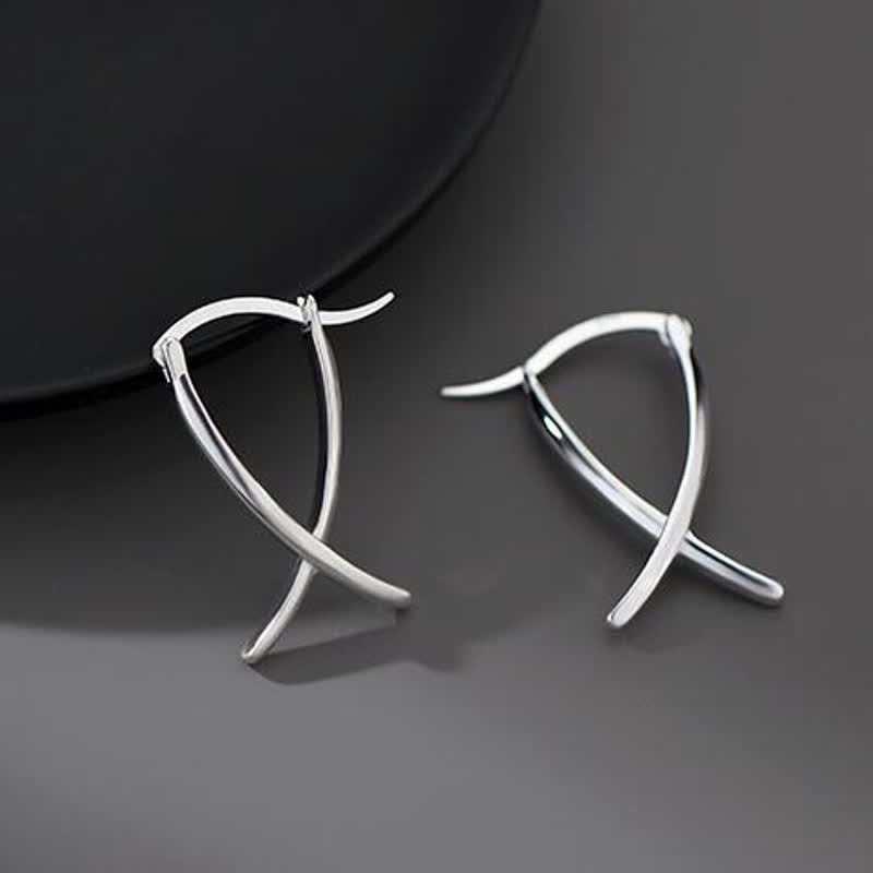 Copper Geometric Cross Luck Spiritual Hoop Earrings